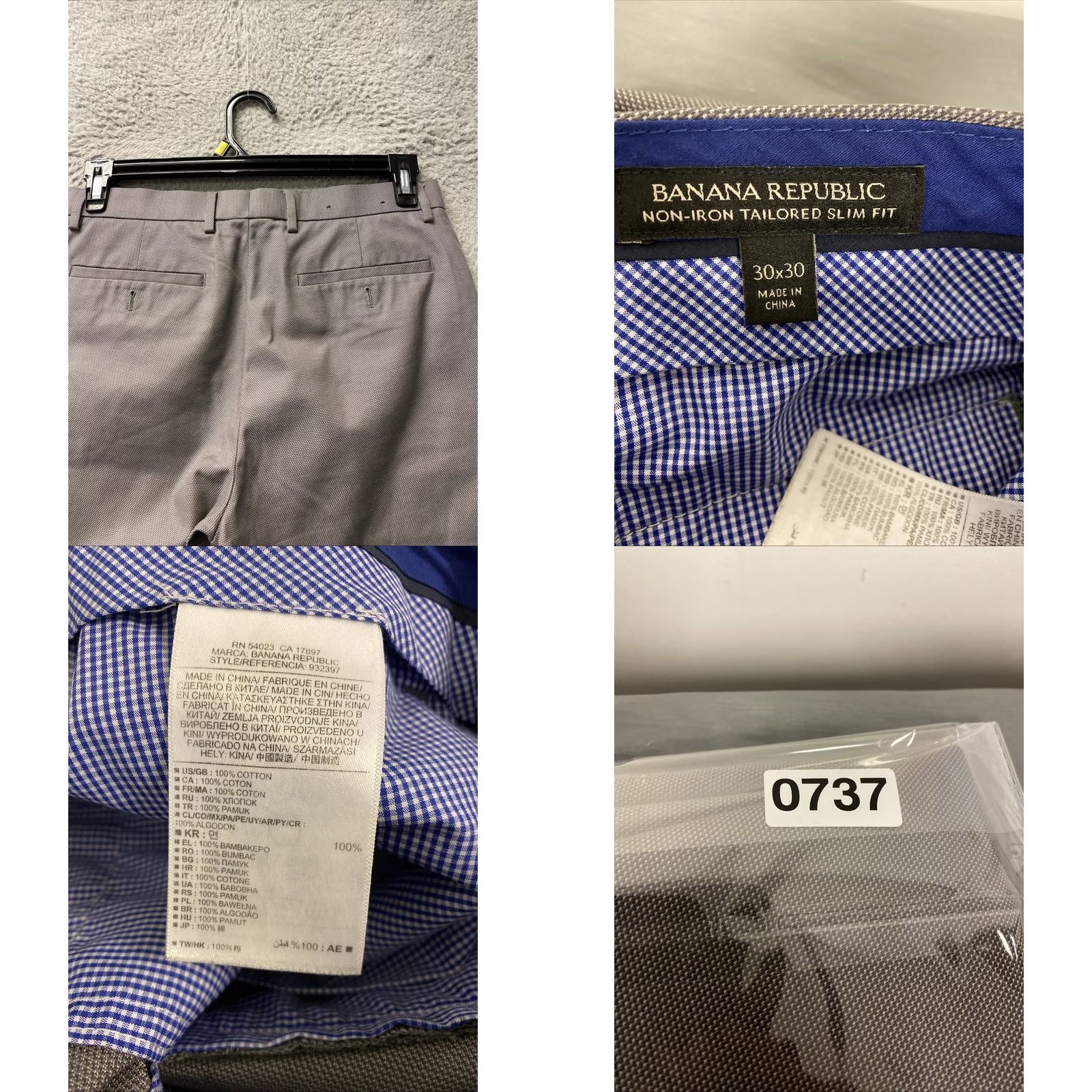 Banana Republic Banana Republic Dress Pants Mens 30x30 Slim Fit Cotton Gray Button Zip Flat Front Straight Leg Workwear Casual 30 in Inseam Mens Size US 30 / EU 46 - 8 Thumbnail