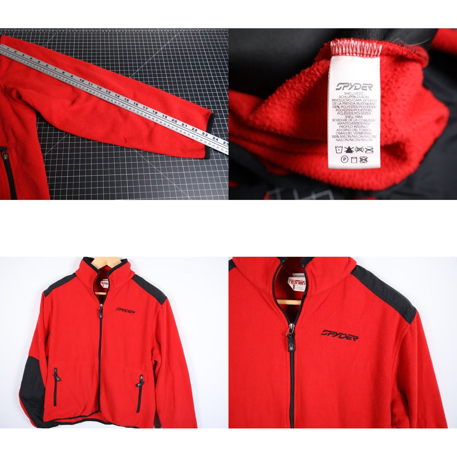 Spyder Spyder Men's Medium Red Black Fleece Jacket Zip Up Bomber Outdoor Ski Unlined Casual Shirt? Size US M / EU 48-50 / 2 - 8 Thumbnail