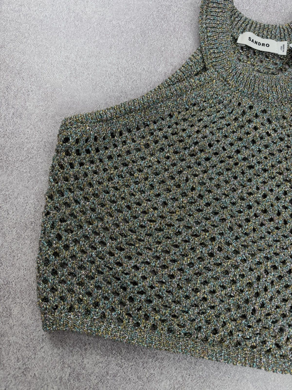 Sandro Sandro Cropped Crochet Top Multicolor Size 0 Size XS / US 0-2 / IT 36-38 - 3 Thumbnail