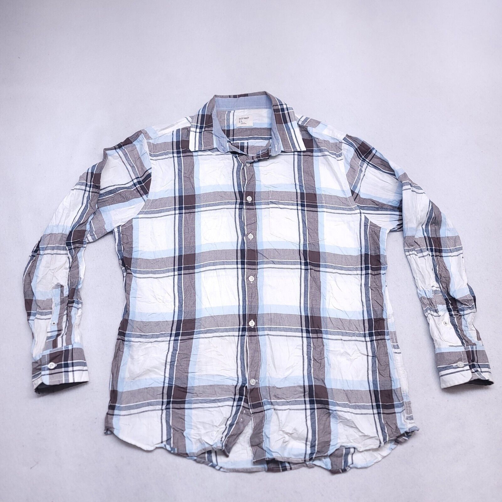 Old Navy Old Navy Madras Flannel Shirt Mens Size Large L Brown Blue Size US L / EU 52-54 / 3 - 2 Thumbnail