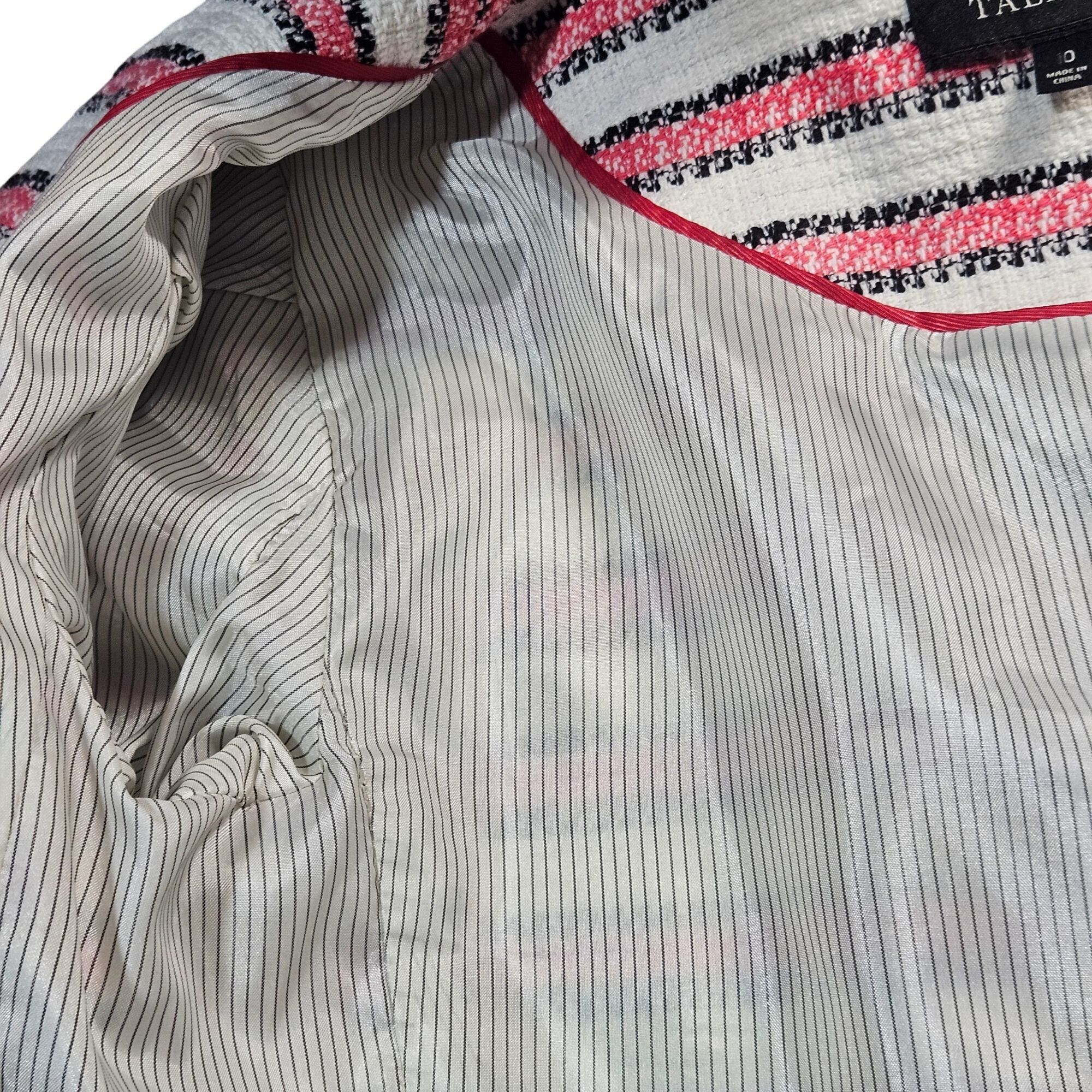 Talbots Talbots Women’s Tweed Jacket Pink/Black/White 10 Coquette Va Size L / US 10 / IT 46 - 13 Thumbnail