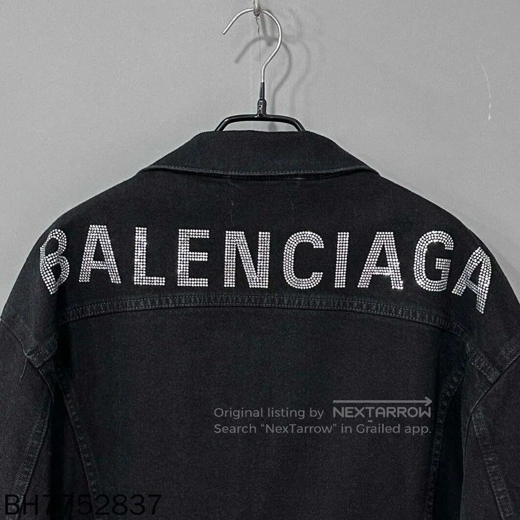 Balenciaga Balenciaga Rhinestone Logo Denim Jacket. Size XS / US 0-2 / IT 36-38 - 4 Thumbnail