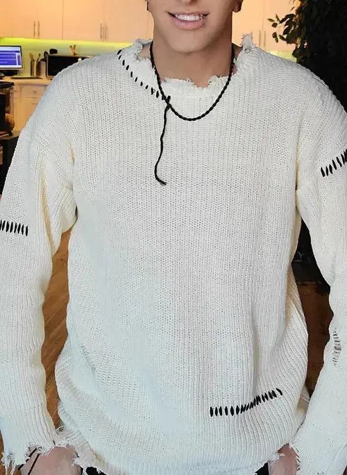 Aran Isles Knitwear × Other High Street Ripped Sweater Men's Hole Lazy Knitted Pullover Size US L / EU 52-54 / 3 - 1 Thumbnail