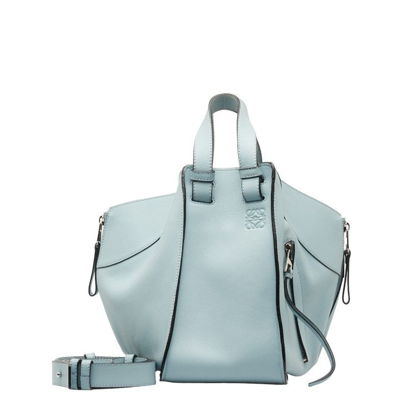 image of Loewe Small Leather Hammock Bag in Blue, Women's