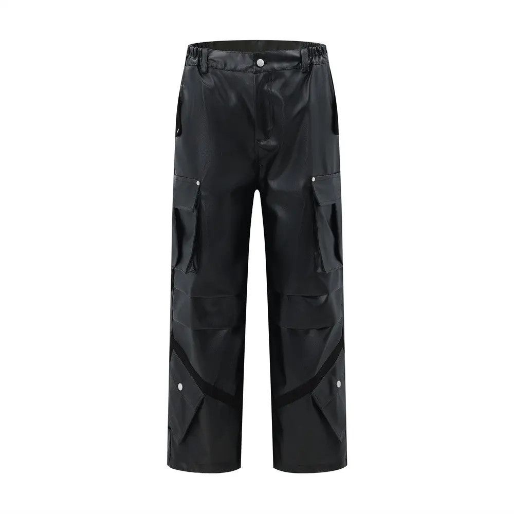 Jean Black Baggy Cargo PU Leather Jeans Size US 32 / EU 48 - 7 Thumbnail