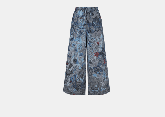 image of Dior O1W1Db10124 Wide Leg Pants In Blue, Women's (Size 26)