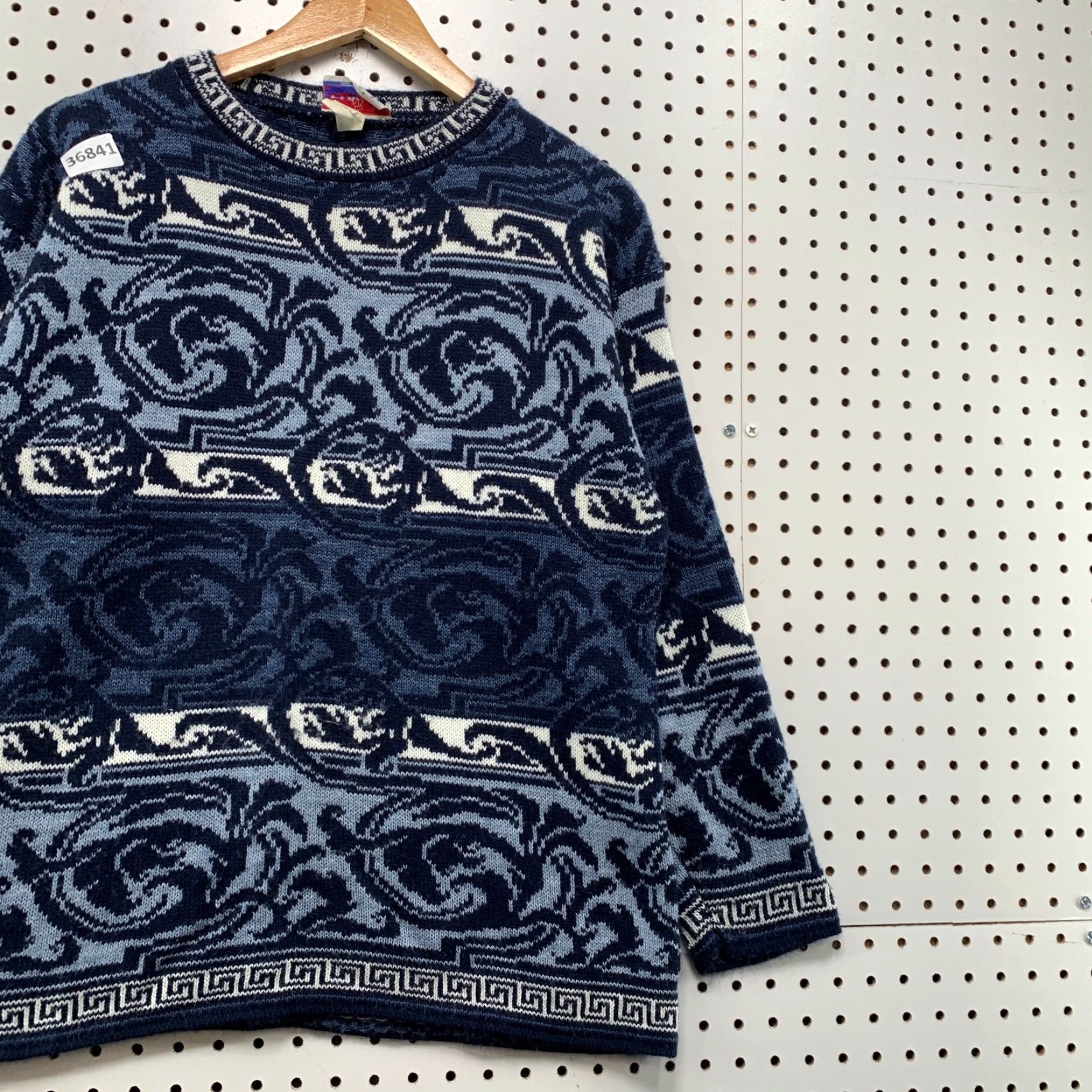 Vintage VINTAGE JJ Poole Knit Sweater Mens Medium Blue Paisley Acrylic Pullover USA Size US M / EU 48-50 / 2 - 4 Thumbnail