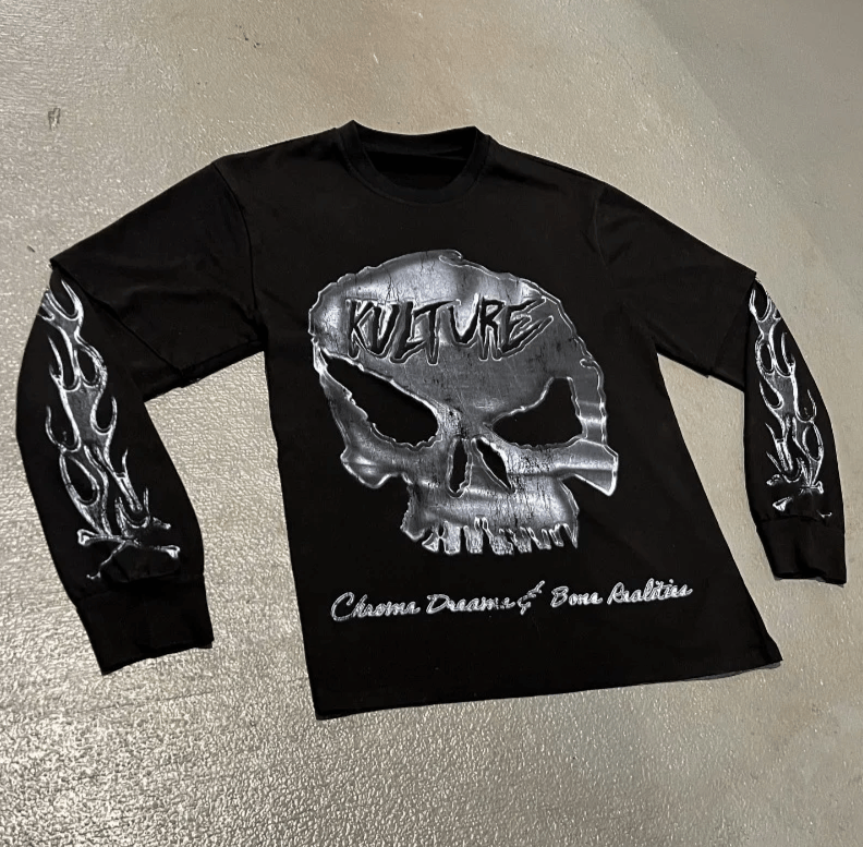 VIBE 26 Streetwear Punk skull oversized printed long-sleeved Size US M / EU 48-50 / 2 - 1 Thumbnail