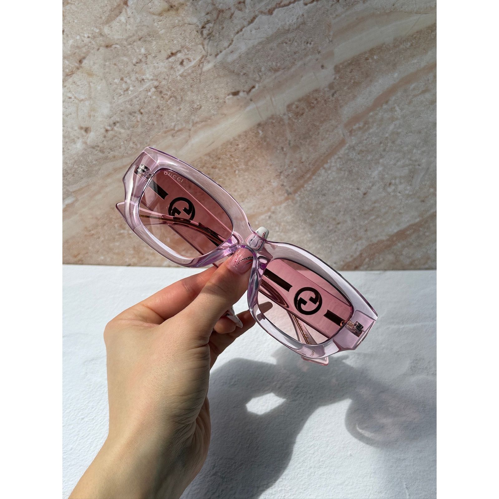 Gucci NEW Gucci GG1558SK Transparent Pink Sunglasses Size ONE SIZE - 10 Thumbnail