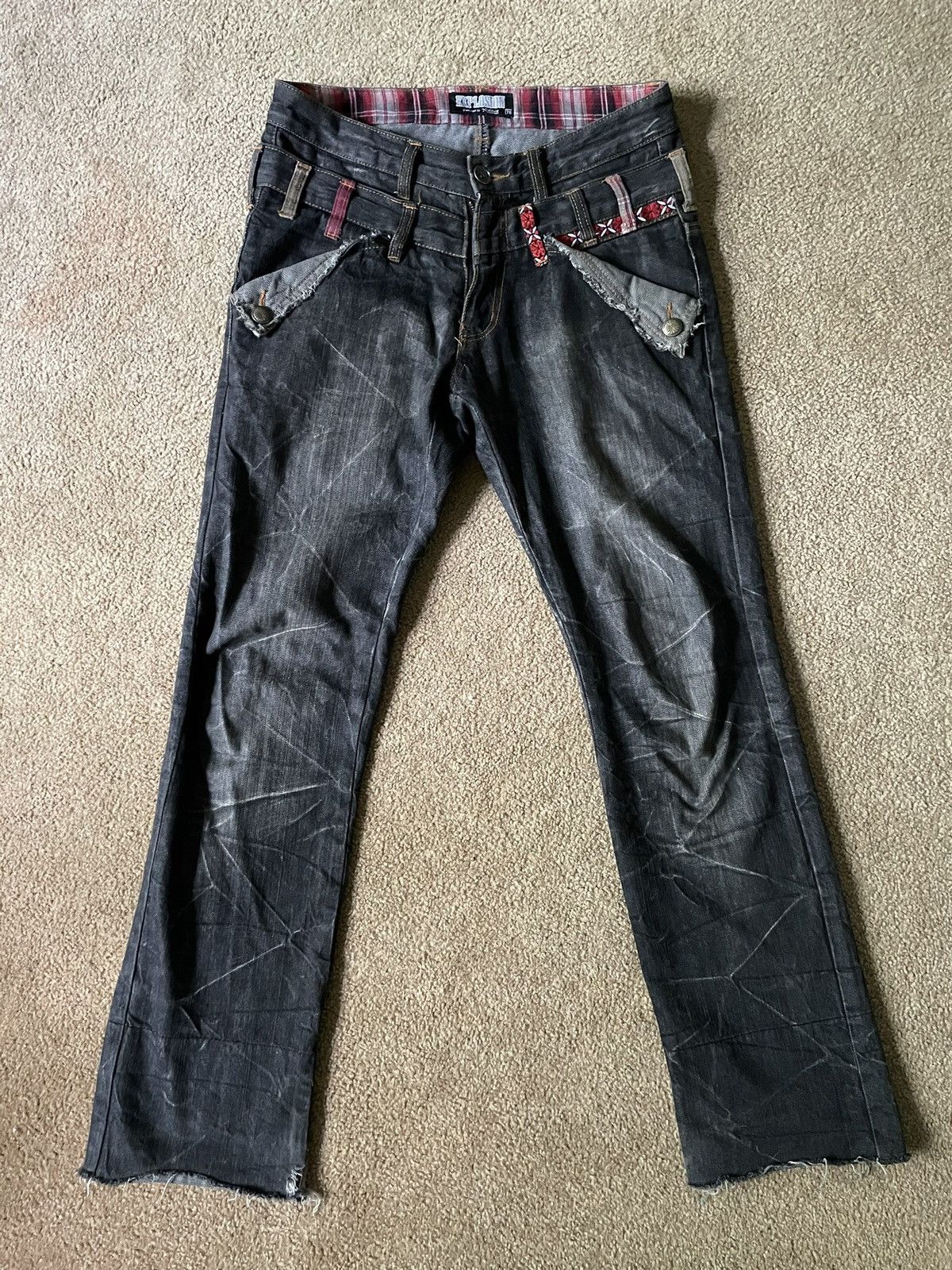 Japanese Brand Explosion by Nylaus Double-Waisted Distressed Jeans Size US 32 / EU 48 - 2 Thumbnail