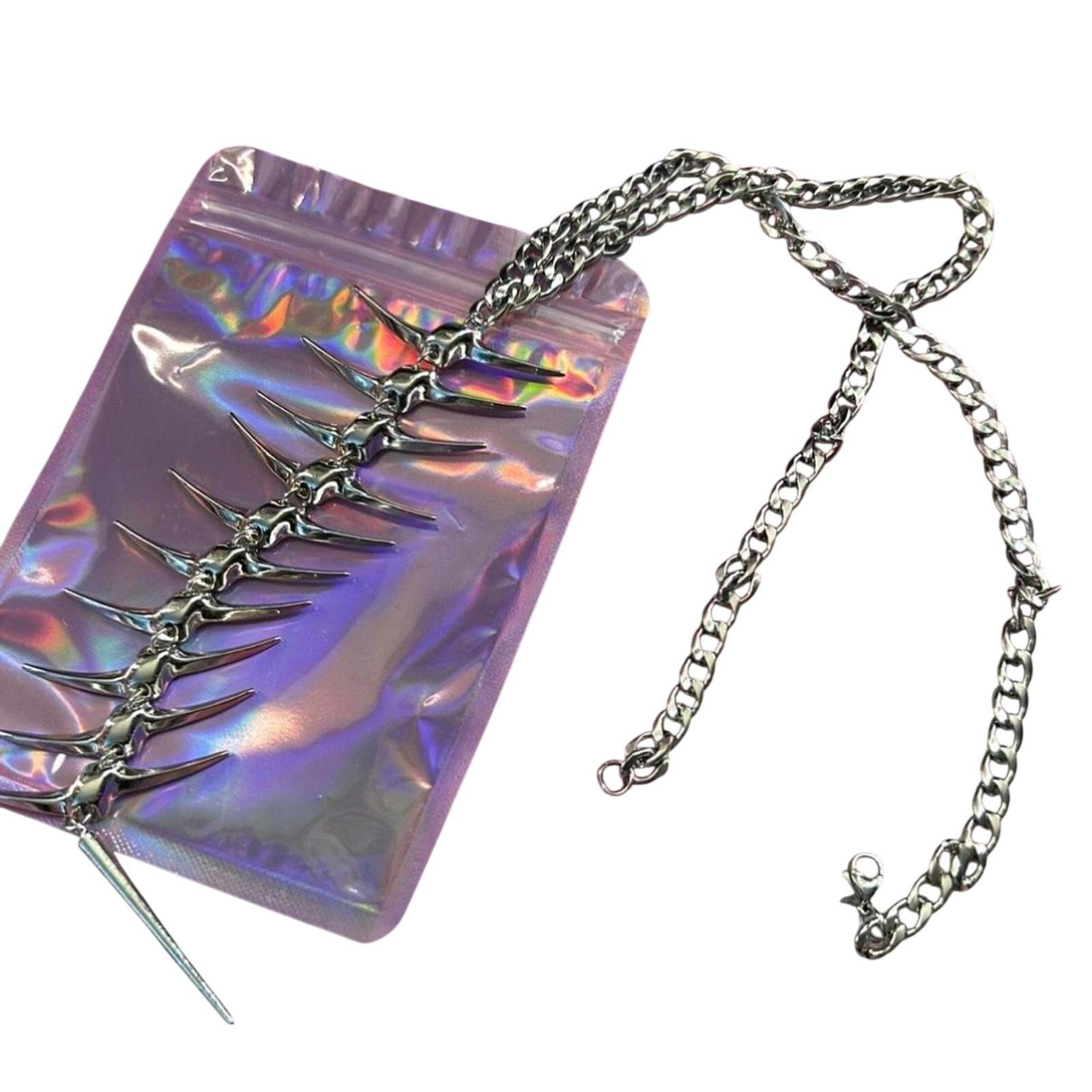 Other Avant Garde Silver Tone Spine Spinal Back Front Necklace Size ONE SIZE - 3 Thumbnail