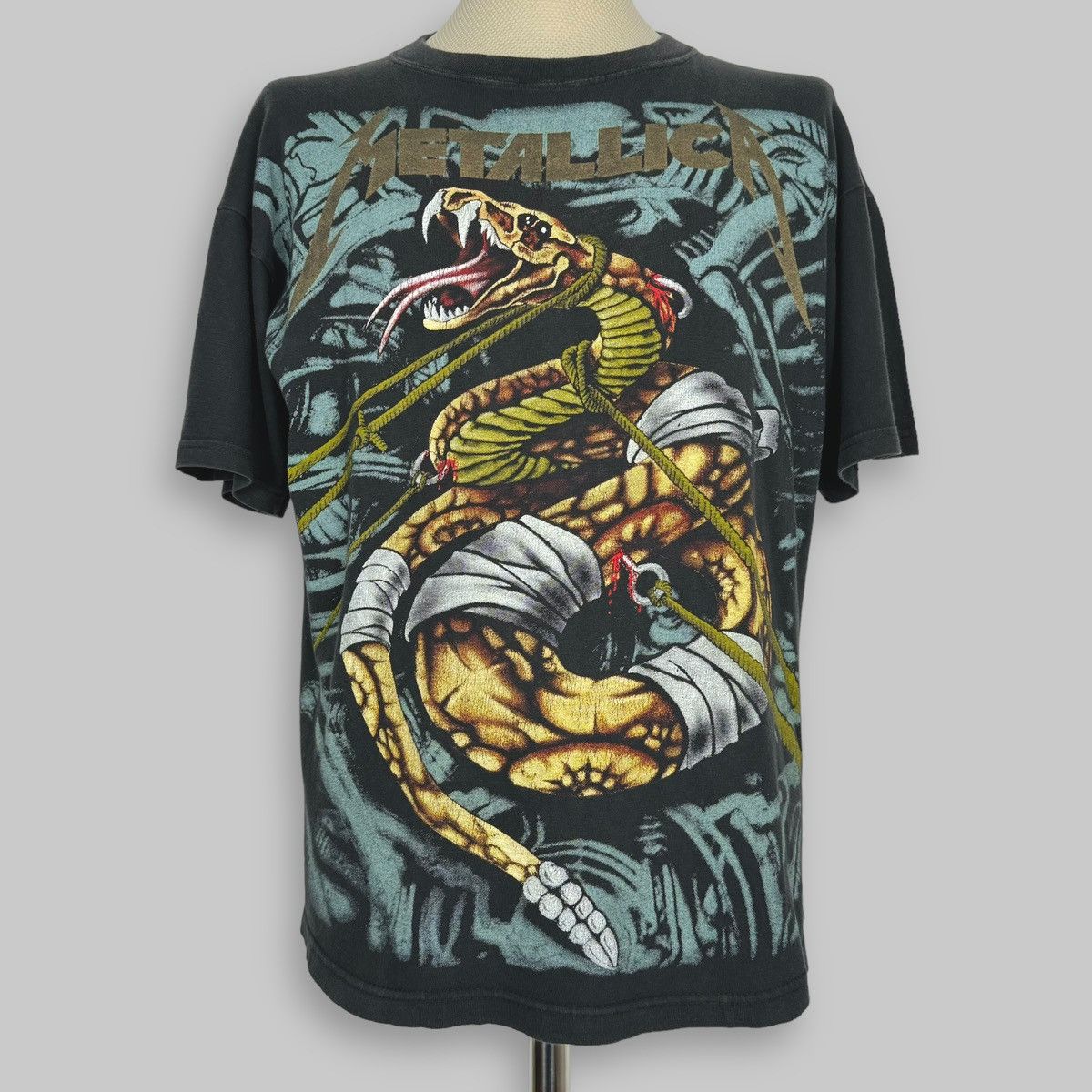 Vintage 90s Metallica Snake Rare All Over Euro T Shirt