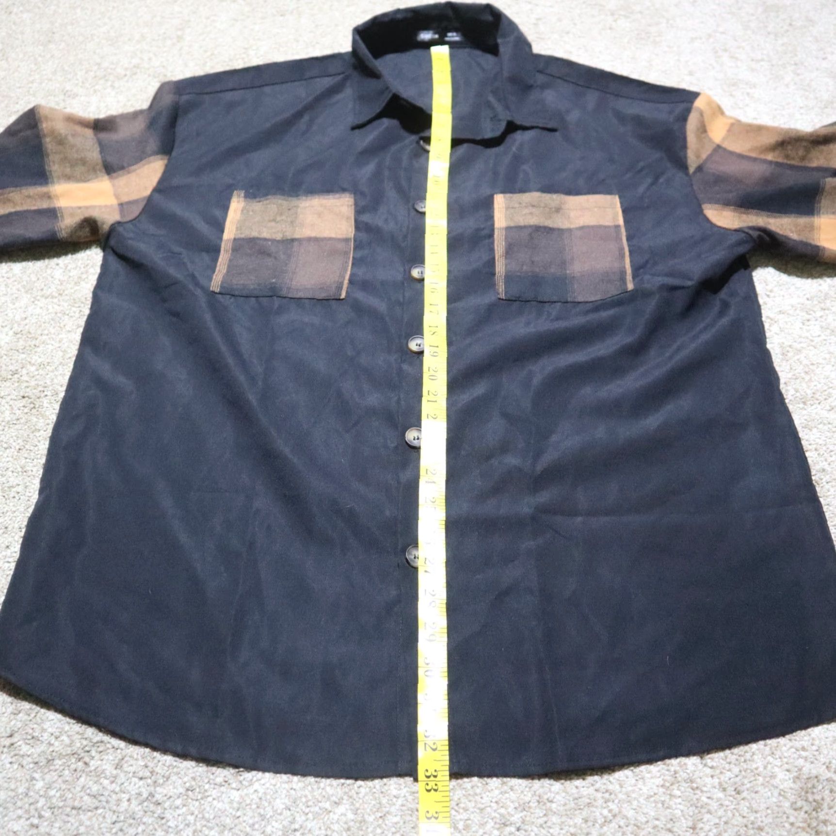 Shein VINTAGE Shein Shirt Men L Black Plaid Patch Pocket Button-Up Adult Large Size US L / EU 52-54 / 3 - 6 Thumbnail