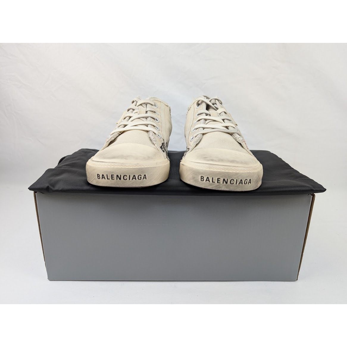 Balenciaga o1rshd1 Dest Canvas Paris Mule in White/Red/Black Size US 11 / EU 44 - 14 Thumbnail