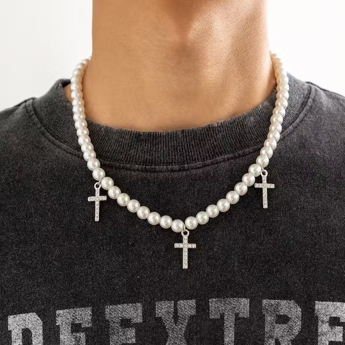 Jewelry Cross Pearl Necklace Size ONE SIZE - 1 Thumbnail