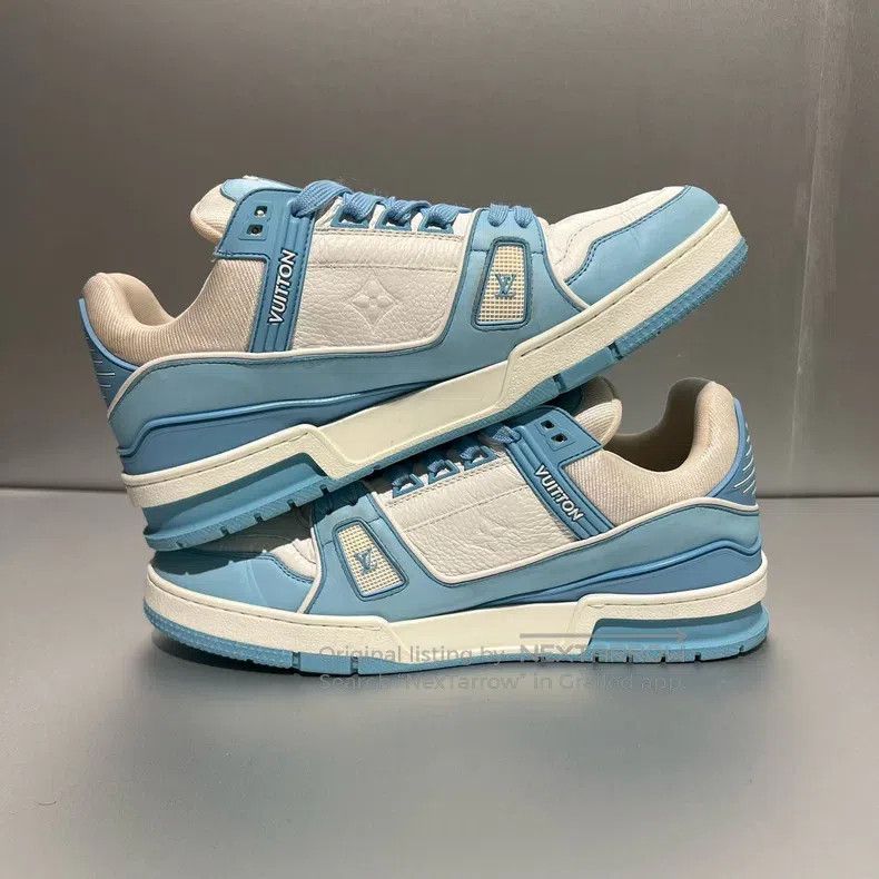 Louis Vuitton Louis Vuitton Trainer White and Blue Trainer Board Shoes Size US 8.5 / EU 41-42 - 4 Thumbnail