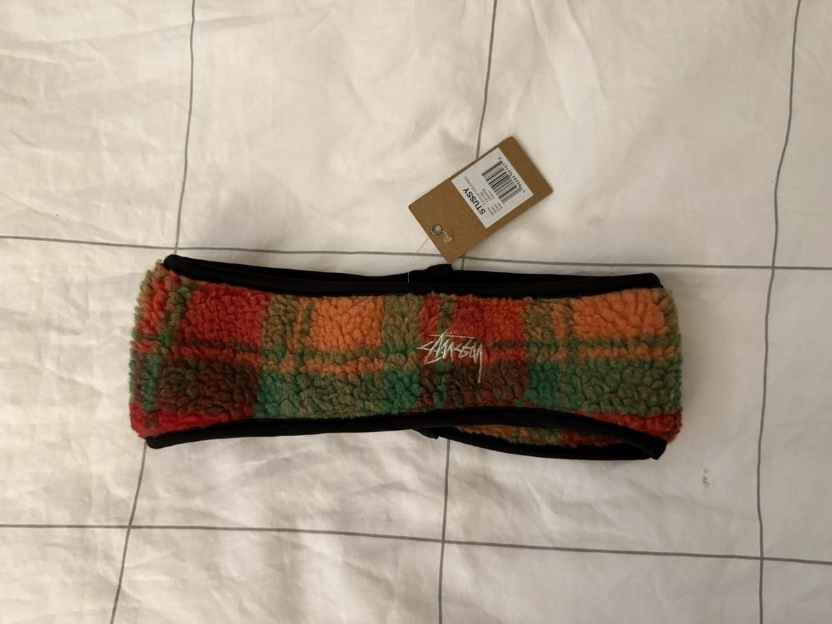 Stussy STUSSY MENS PLAID POLAR FLEECE HEADBAND 'ORANGE' Fleece O/S Size ONE SIZE - 3 Thumbnail