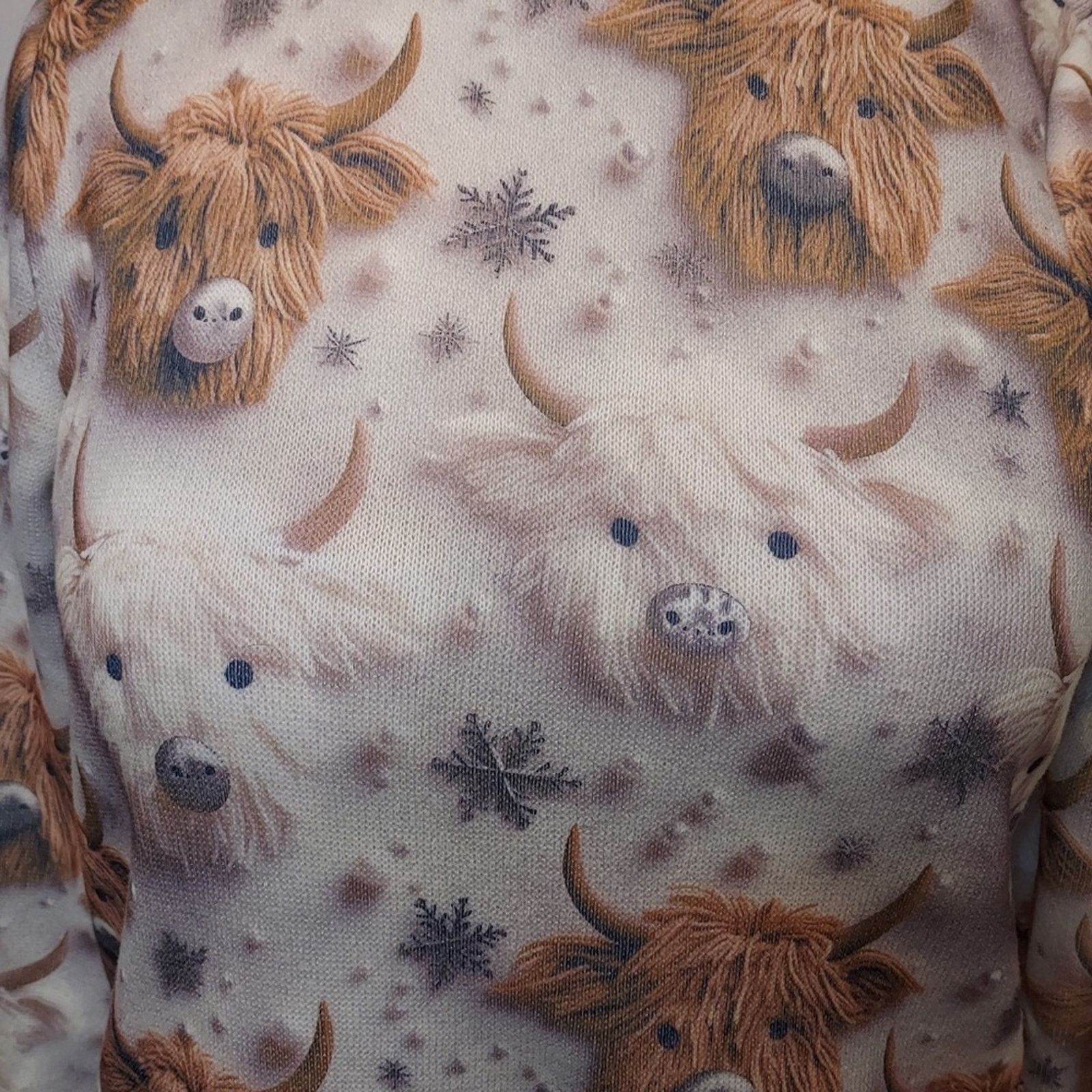 Other Knit Winter Cow Lover Beaded Yarn Animal Long Sleeve Sweater Size M / US 6-8 / IT 42-44 - 7 Thumbnail