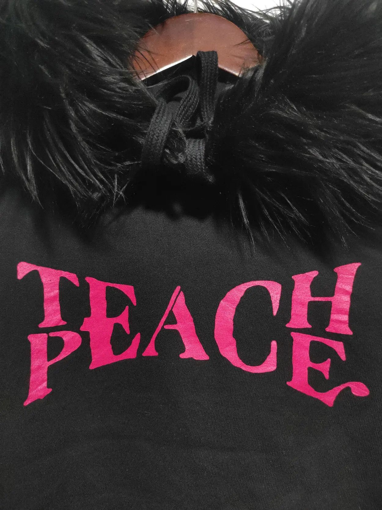 Japanese Brand Peace Crop Black Fur Hoodie Parka IfSixWasNine LGB style Size M / US 6-8 / IT 42-44 - 15 Thumbnail