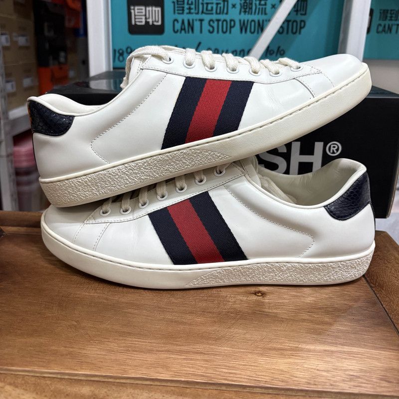 Gucci Gucci White Ace Low-Top Sneakers for Men - Size US 8 / EU 41 - 8 Thumbnail