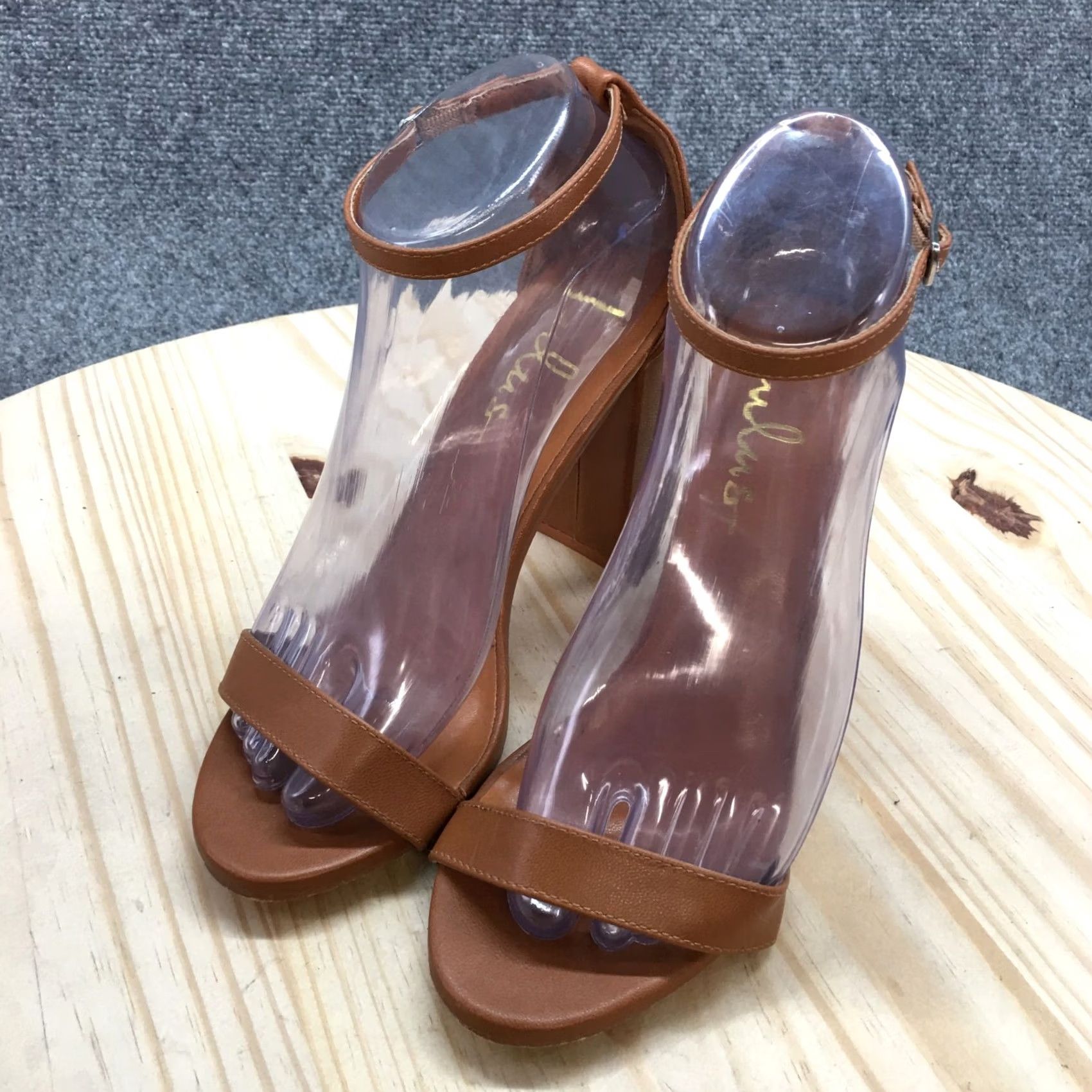 Lulus Lulus Pump Heels Womens 7M Brown Taylor Naked Ankle Strap Slip-On Casual Leather Sandal Size US 7 / IT 37 - 3 Thumbnail