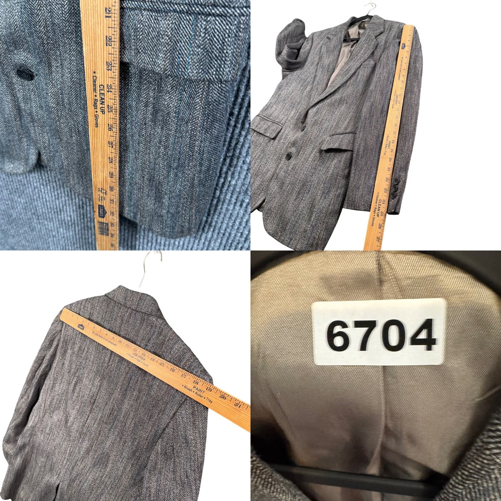 Haggar VTG Haggar Blazer 40L Herringbone Wool Blend Gray USA Made Ivy League Academia Preppy Sport Coat Mens Size 40R - 8 Thumbnail