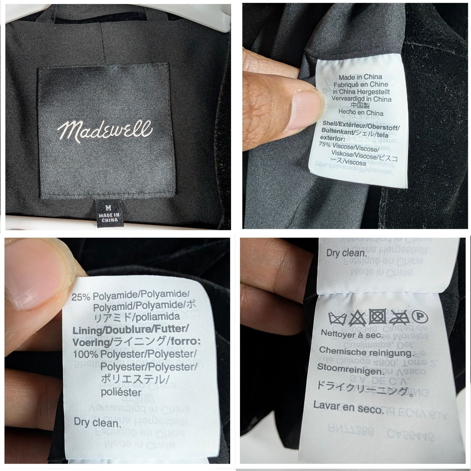 Madewell Madewell Velvet Caldwell Double-Breasted Blazer Black Medium Size M / US 6-8 / IT 42-44 - 3 Thumbnail