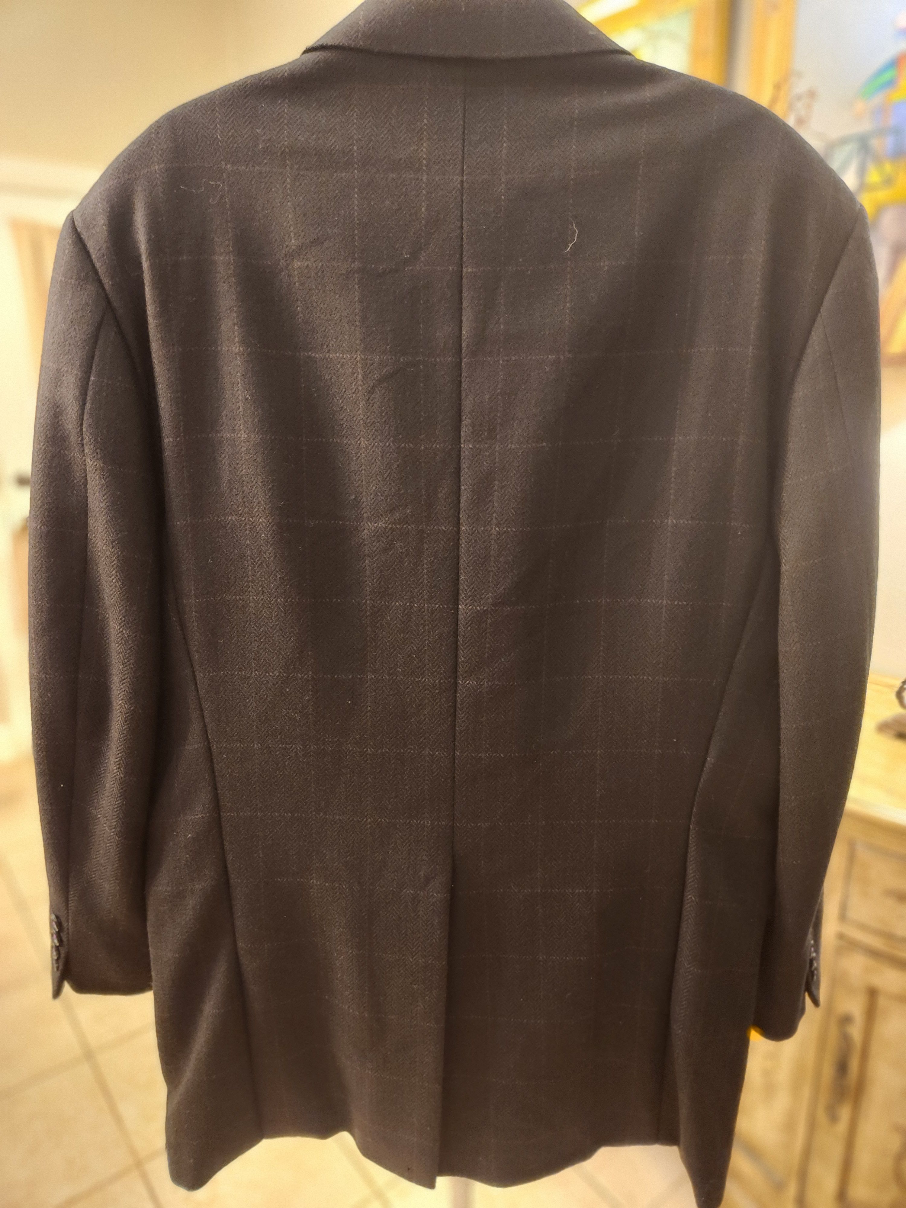 Burberry Vintage 90's 100% Wool Windowpane Designed Blazer Size 46R - 2 Thumbnail