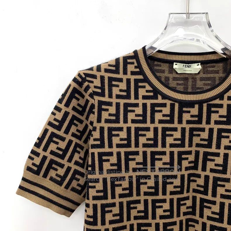 Fendi Fendi Dark Brown Logo All-Over Printed Crewneck Knit Top Size XS / US 0-2 / IT 36-38 - 3 Thumbnail