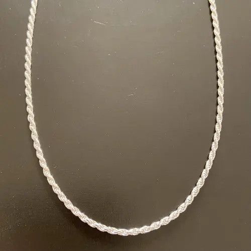 Sterling Silver Solid Silver Rope Chain Necklace 18in 2mm Size ONE SIZE - 4 Thumbnail