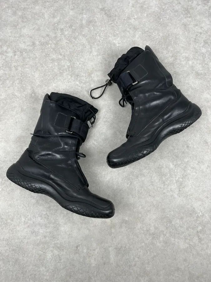 Prada AW1999 Prada Black Leather Lace-Up High Biker Boots Size US 12.5 / EU 45-46 - 8 Thumbnail