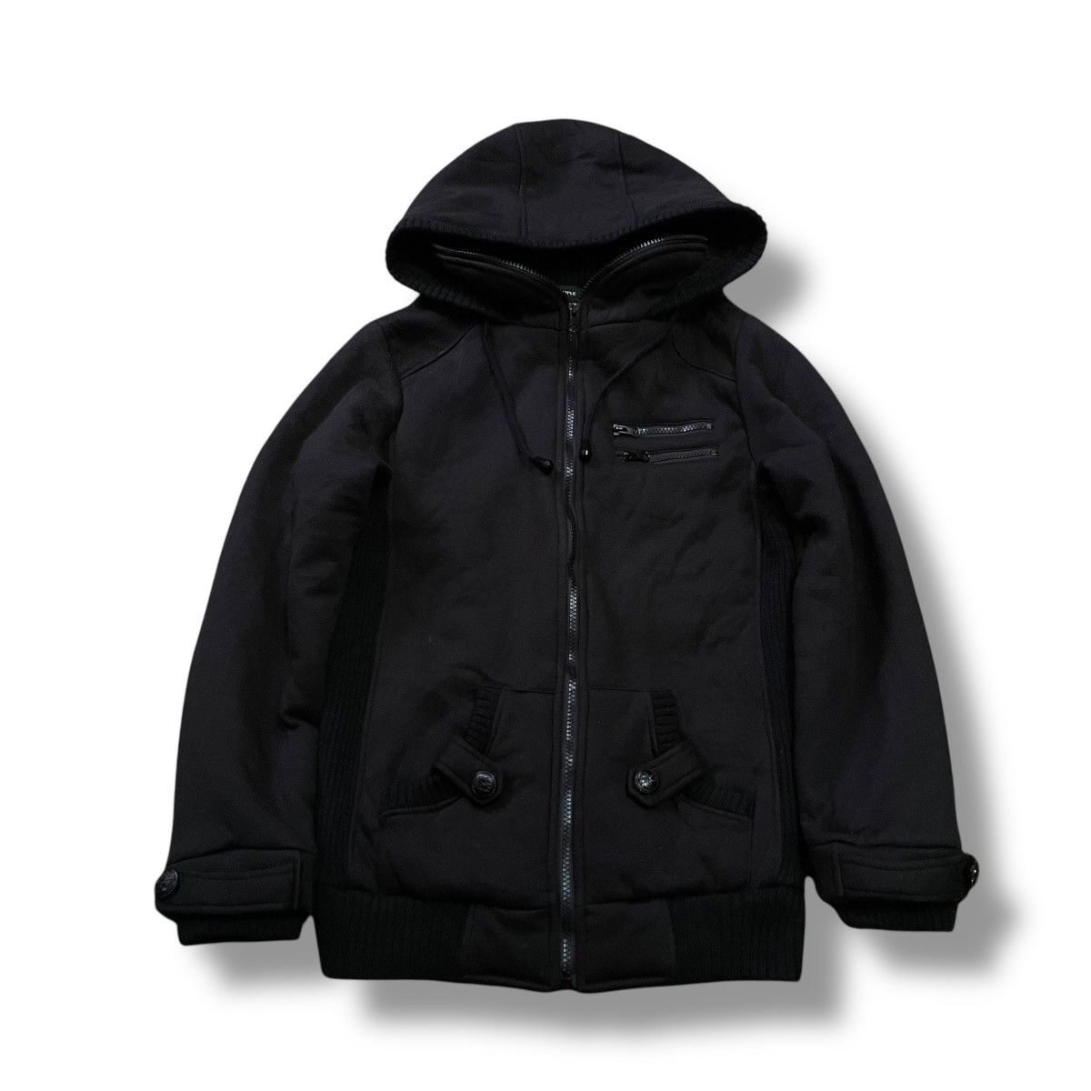 If Six Was Nine 🇯🇵 SHINY RIPPLE AVANT GARDE PUNK GOTHIC HOODIE JACKET Size L / US 10 / IT 46 - 1 Thumbnail