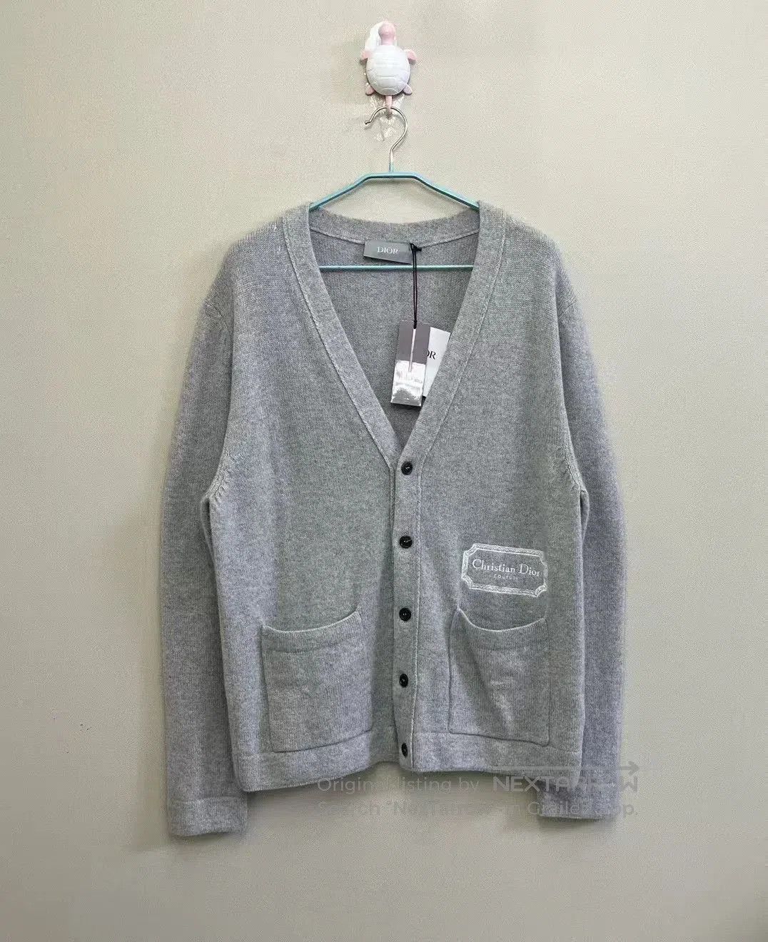 Dior DIOR Gray Embroidered Slogan Cardigan. Size US XL / EU 56 / 4 - 1 Thumbnail