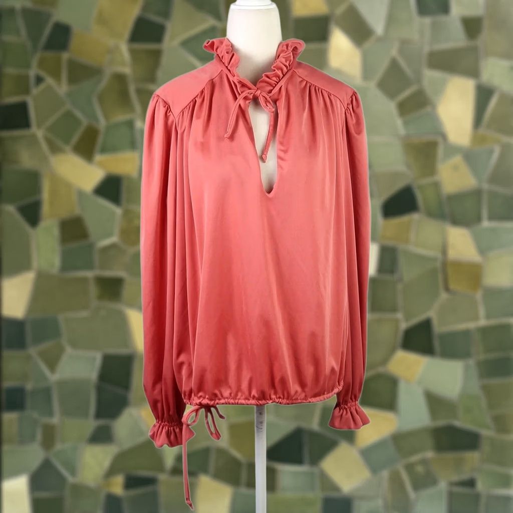 Pinko VINTAGE blouse top pink 70s billowy frilly salmon XL Womens Size XL / US 12-14 / IT 48-50 - 1 Thumbnail