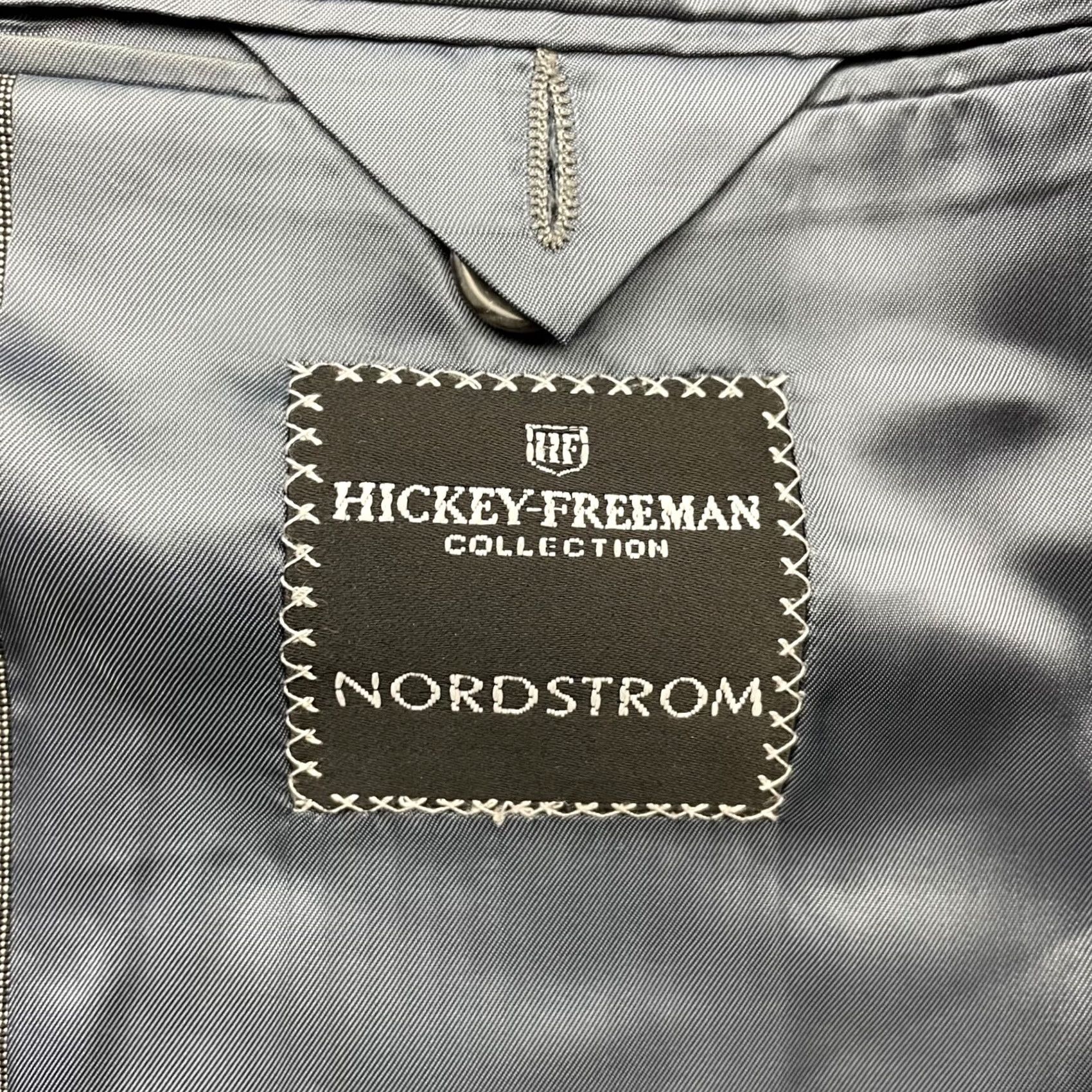 Vintage Hickey Freeman Men’s Boardroom 2-Button Blazer Jacket Gray 38R Wool, Regular Fit, Single-Breasted, Notch Lapel, 4-Button Sleeve, Vintage? No, Men Size 38R - 5 Thumbnail