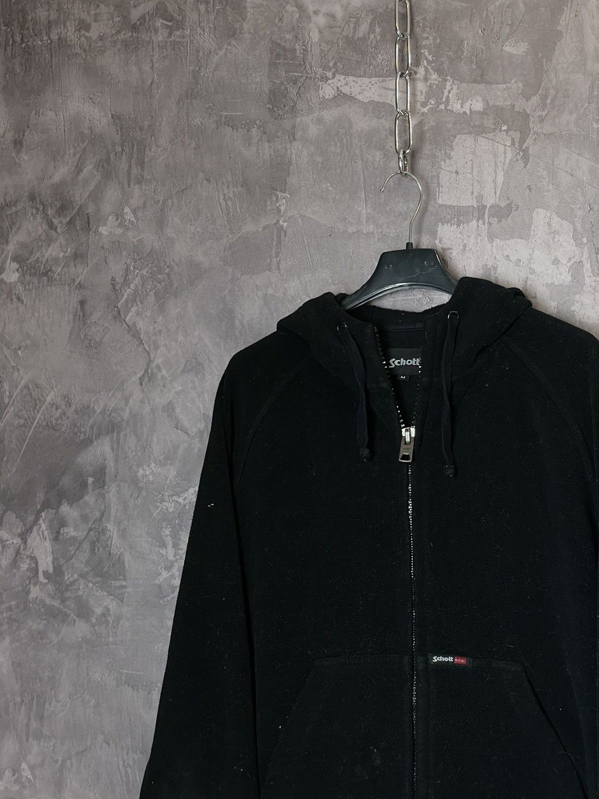 Schott Vintage 90s Schott Fleece Zip Hoodie Sherpa Jacket Size US M / EU 48-50 / 2 - 7 Thumbnail