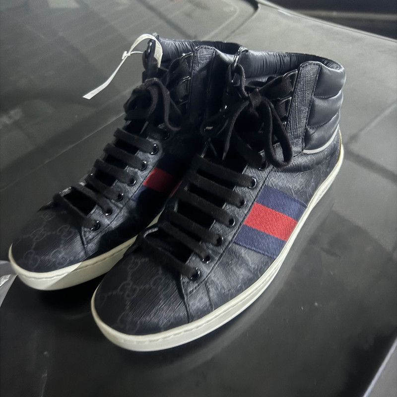 Gucci Gucci High-Top Ace Sneakers for Men - Size US 8 / EU 41 - 1 Thumbnail