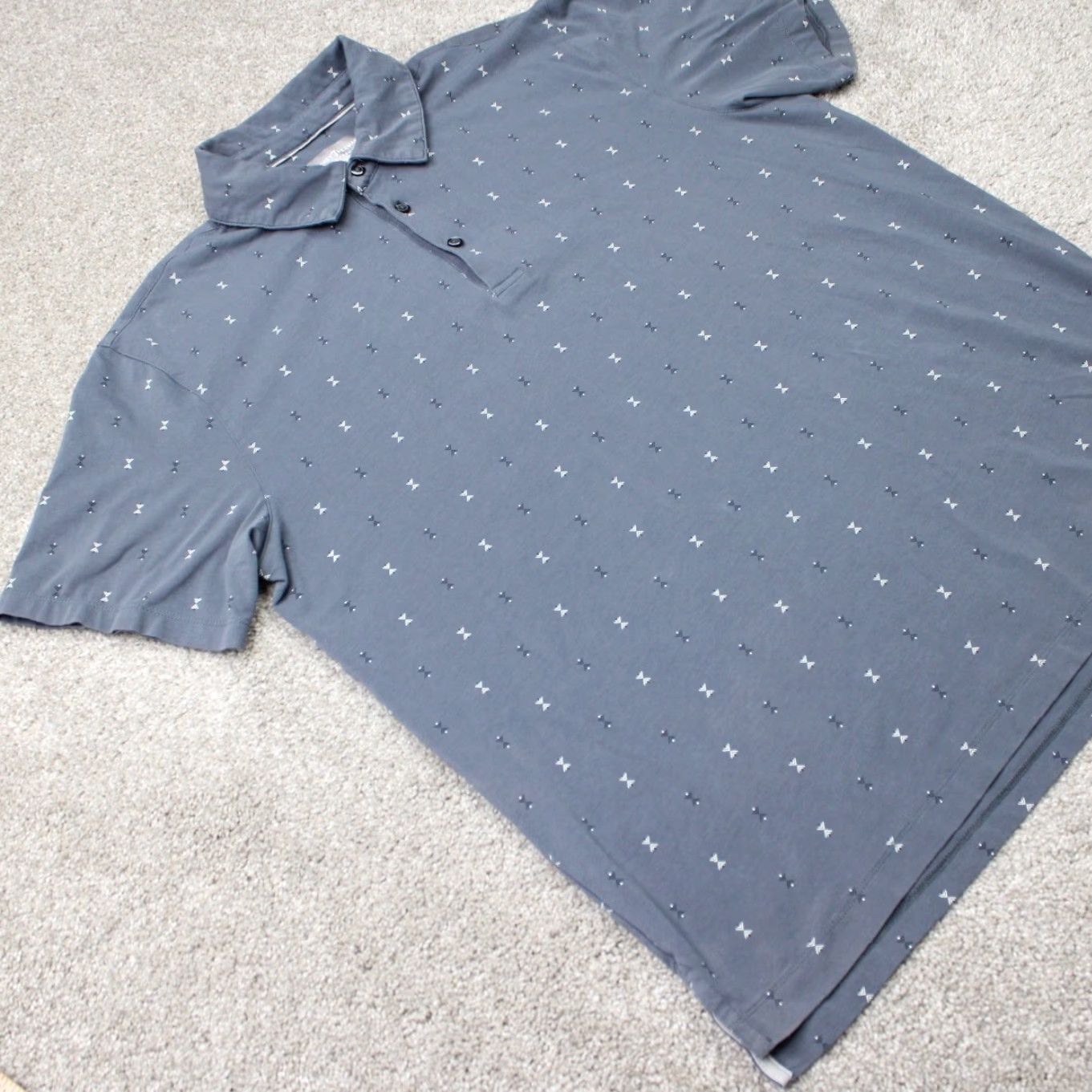 Vintage Hickey Freeman Polo Shirt Mens Large Blue Geometric S/S Pima Cotton Polyester Blend Spandex Shirt Size US L / EU 52-54 / 3 - 5 Thumbnail