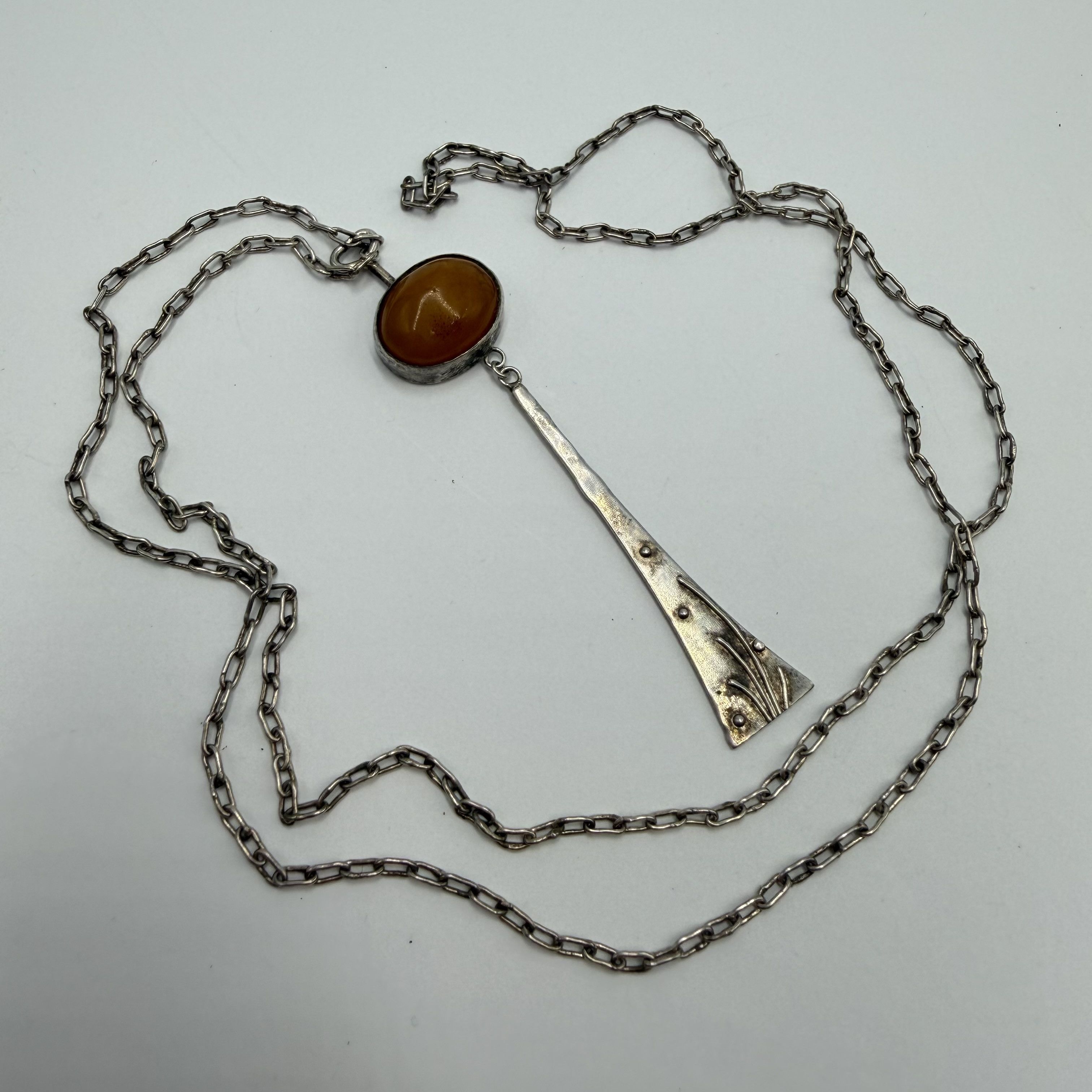 Vintage Vintage Soviet 875 Silver Baltic Amber Necklace Chain Size ONE SIZE - 4 Thumbnail