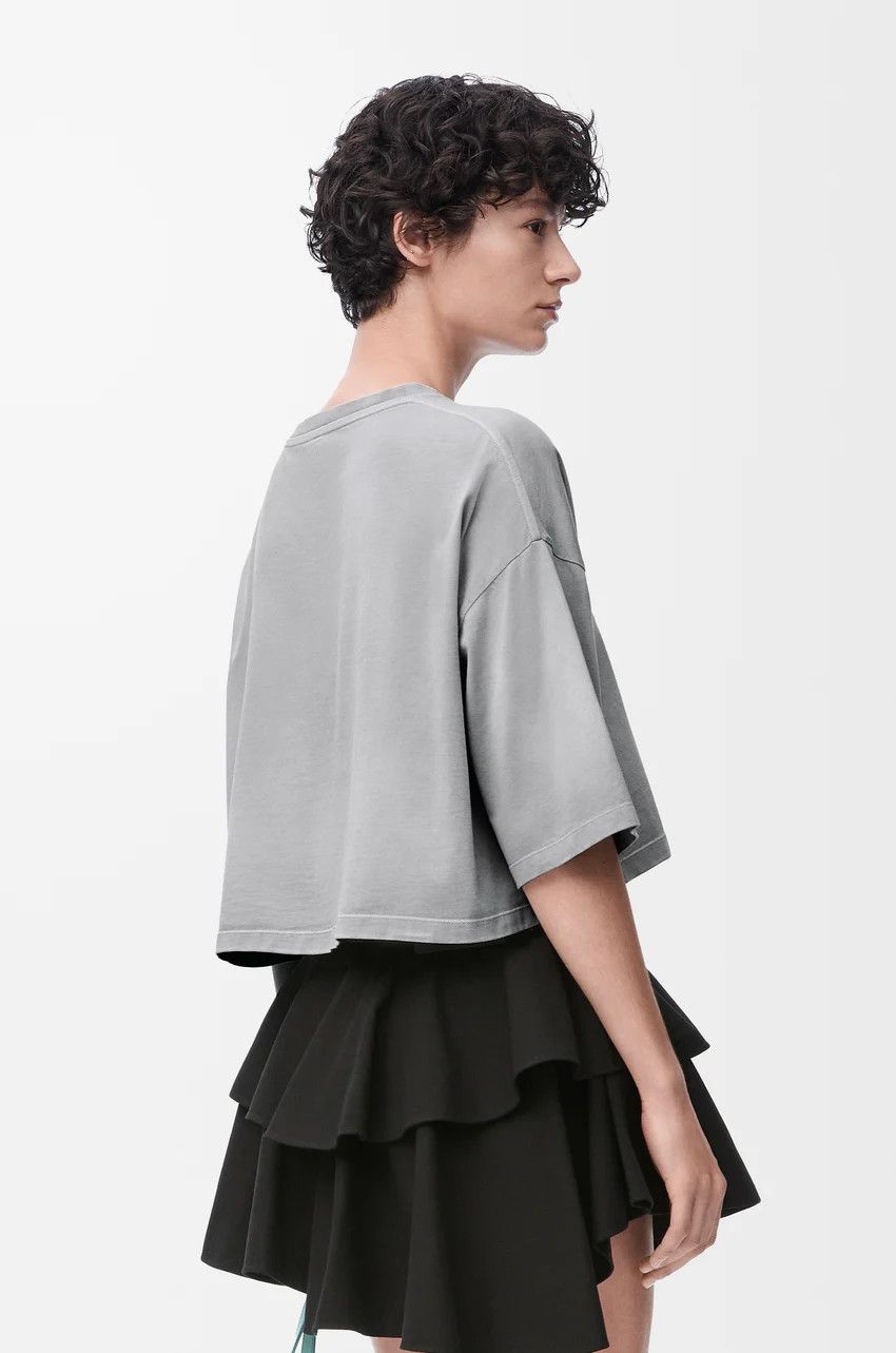 Loewe o1loc1c0525 Cropped T-Shirt In Cotton in Light Grey Size XS / US 0-2 / IT 36-38 - 4 Thumbnail