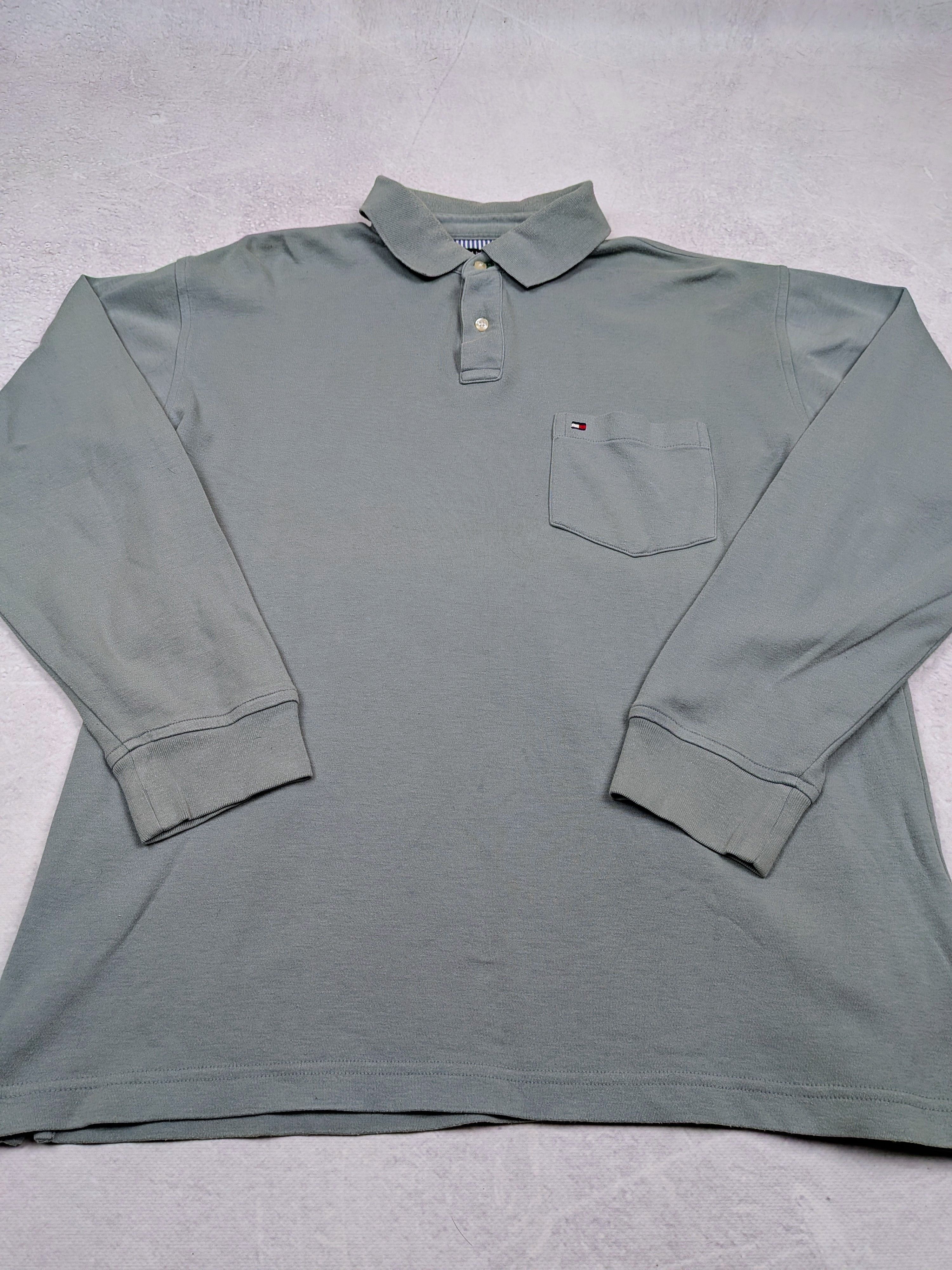 Tommy Hilfiger Tommy Hilfiger Vintage Rugby Shirt Jumper Turquoise Size M/L Size US L / EU 52-54 / 3 - 3 Thumbnail