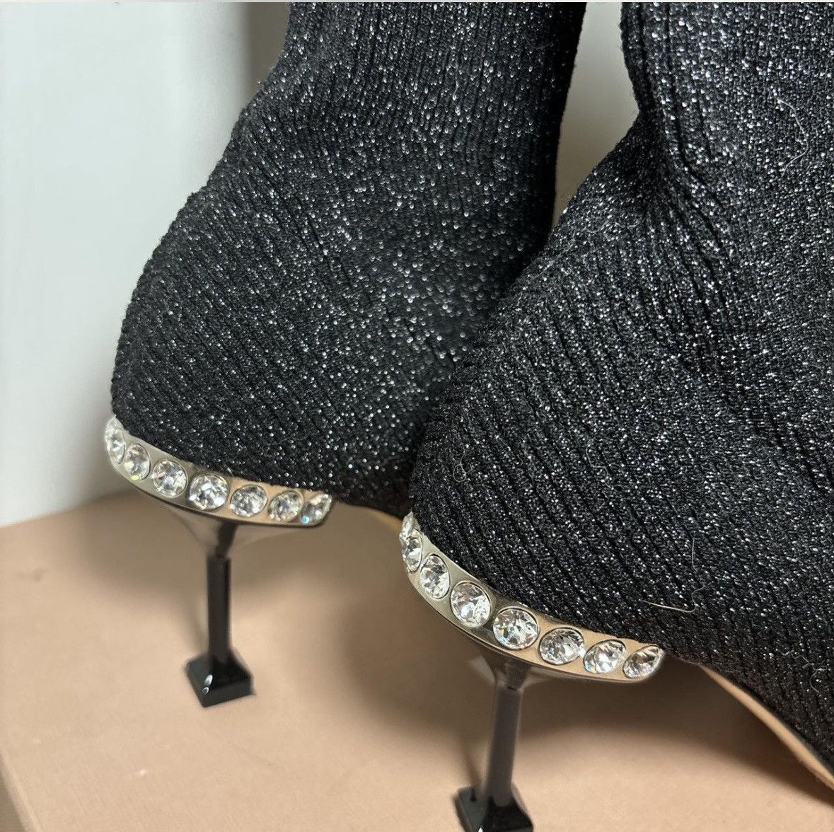 Miu Miu Miu Miu Glitter Point Toe Sock Boots Size US 7 / IT 37 - 3 Thumbnail