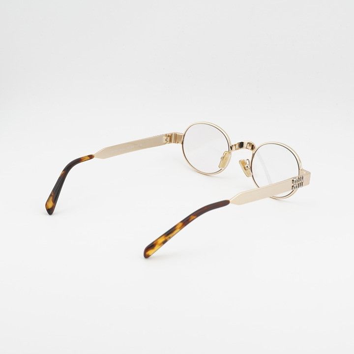 Miu Miu Miu Miu MUB51S 5AK10W Sunglasses Gold Oval Frame, Clear Size ONE SIZE - 4 Thumbnail