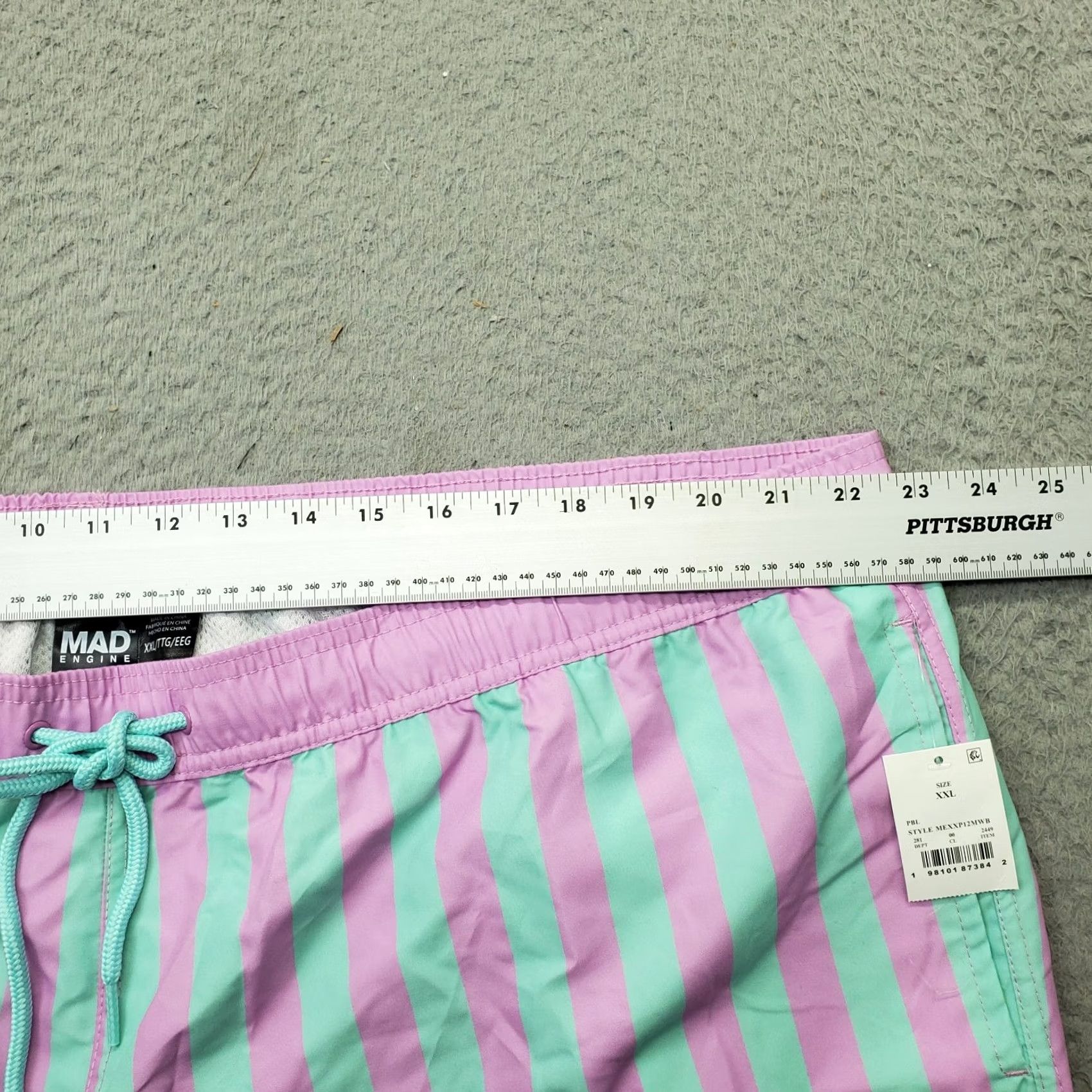 Mad Engine Mad Engine Swim Shorts Mens 2XL Multicolor Striped Swimwear Drawstring Bottom Size US 39 - 5 Thumbnail