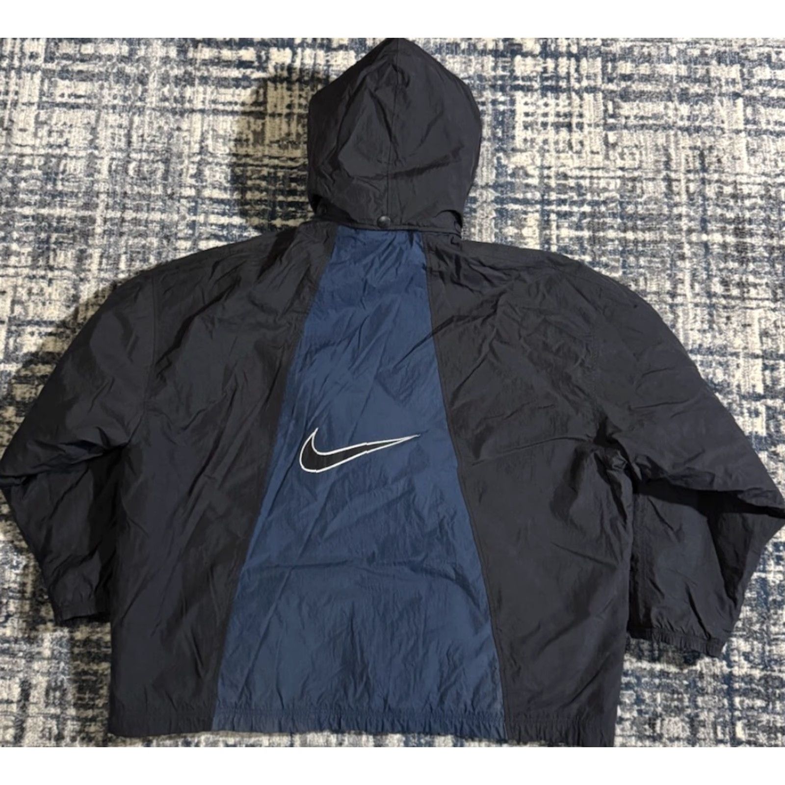 Nike VINTAGE Nike Air Big Swoosh Quilted Lined Insulated Puffer Jacket 2XL Blue Black Size US XXL / EU 58 / 5 - 6 Thumbnail