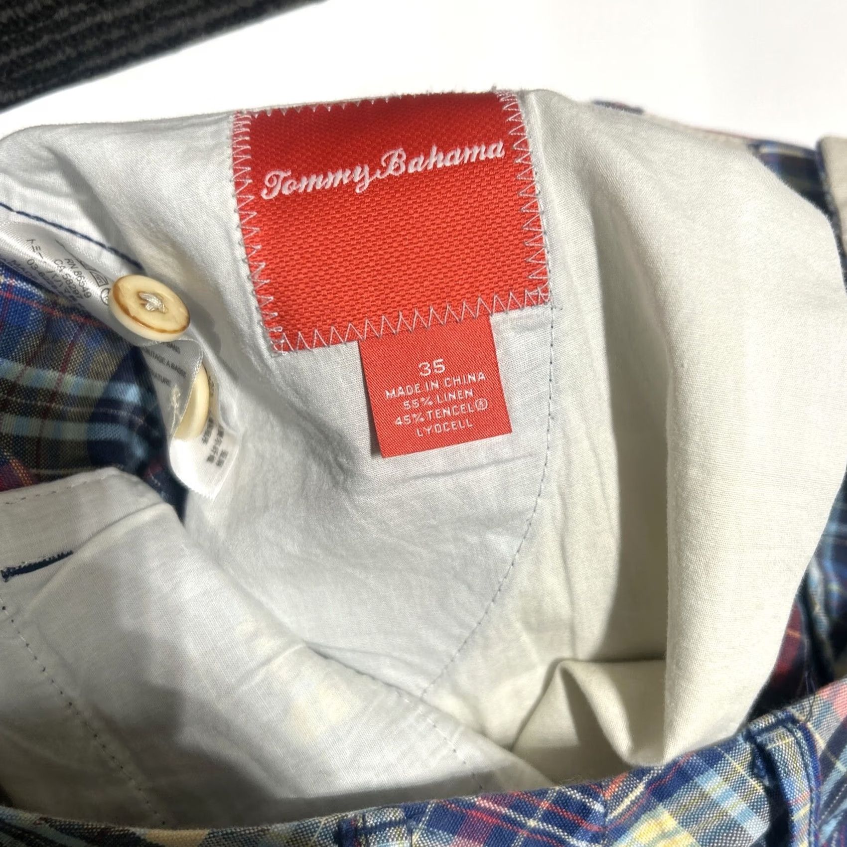 Tommy Bahama Tommy Bahama Casual Shorts Men 35 Linen Blend Plaid Multi-Color Colorful Casual Shorts Mens Size US 35 - 4 Thumbnail