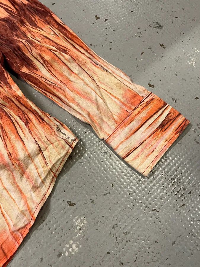 Just Cavalli SS2006 Cavalli Tie-Dye Striped Orange Shirt Size US L / EU 52-54 / 3 - 6 Thumbnail