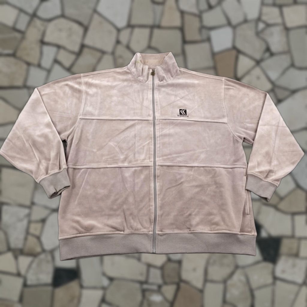 Karl Kani VINTAGE Karl Kani Jacket Mens 2XL Beige Velour Track Jacket Full Zip 90s Hip Hop Mens Size US XXL / EU 58 / 5 - 1 Thumbnail