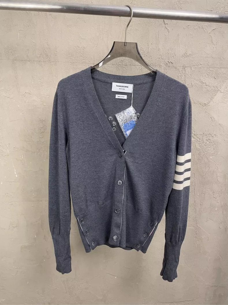 Thom Browne Thom Browne Gray dotted man wool knit open shirt Size S / US 4 / IT 40 - 1 Thumbnail