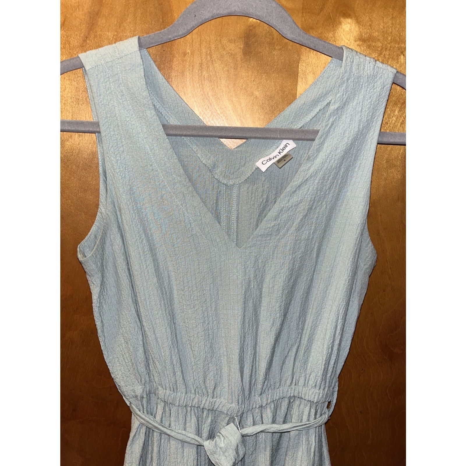 Calvin Klein Calvin Klein Women’s Dress Sage Green Ruffle Hem With Sash Size 4 Size S / US 4 / IT 40 - 2 Thumbnail